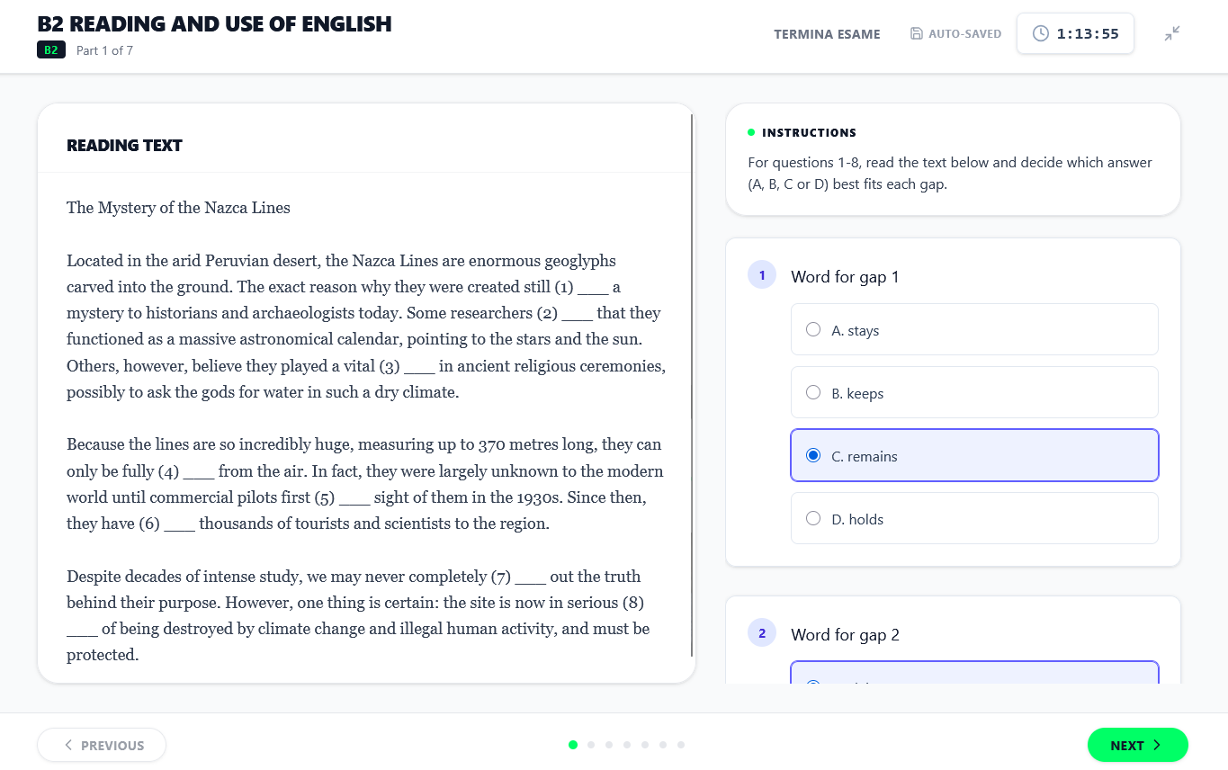 Reading & Use of English — Upslang Platform
